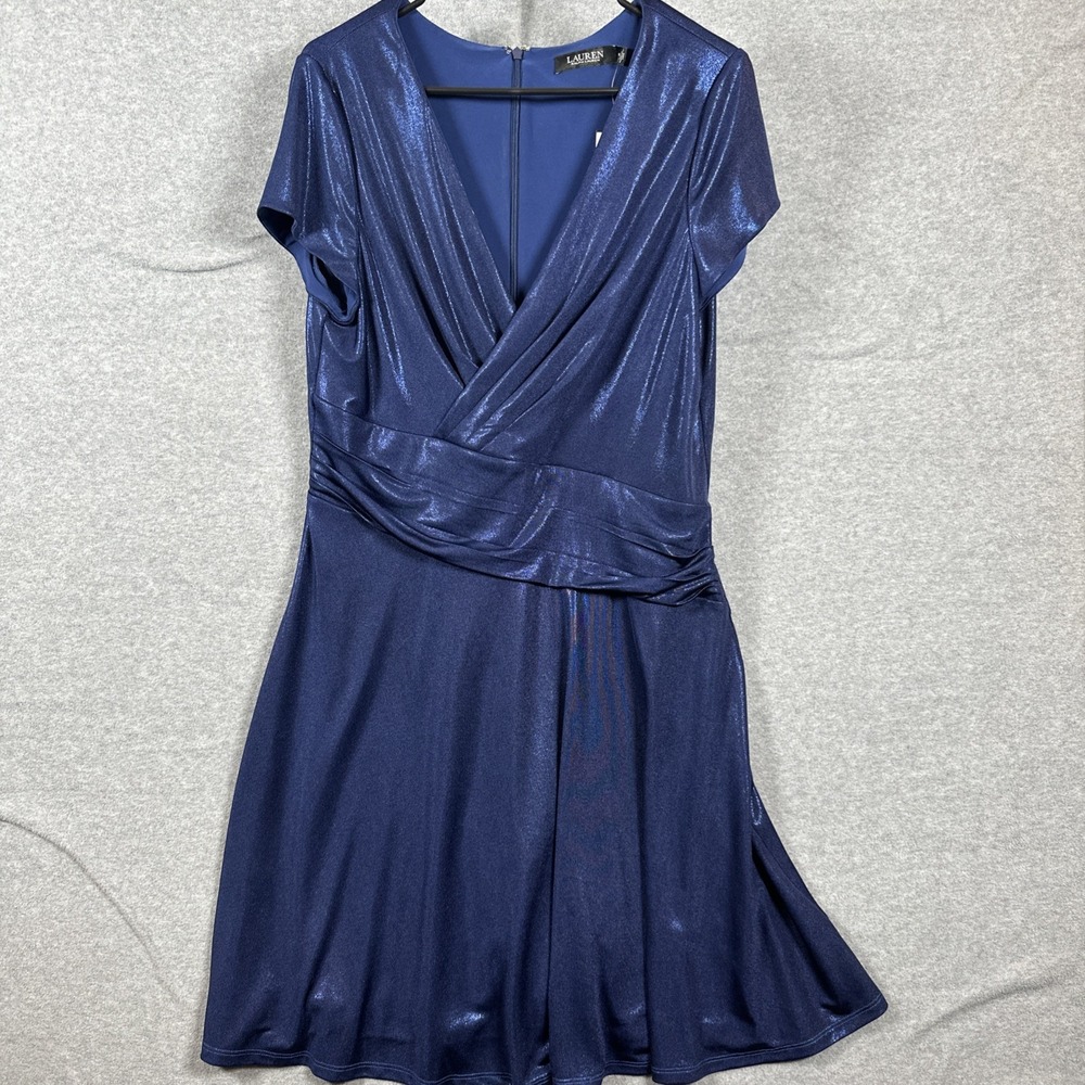 NWT Ralph Lauren Navy Blue Lapis Sea Evening Cocktail Dress Sz 14